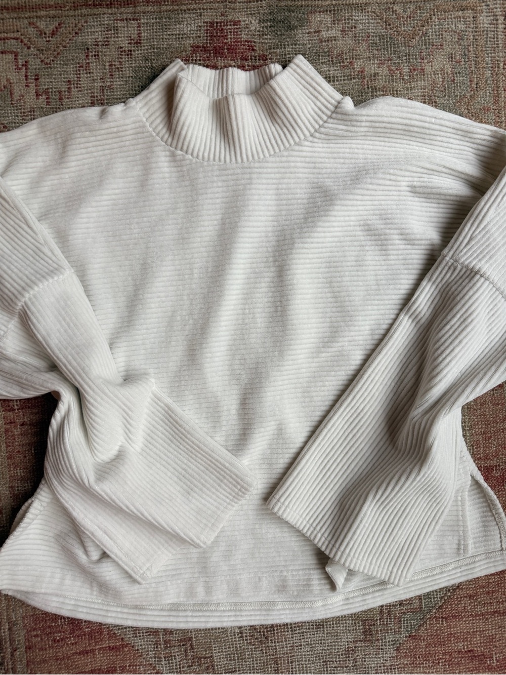 Madewell Cream Ribbed Mock-Neck Pullover